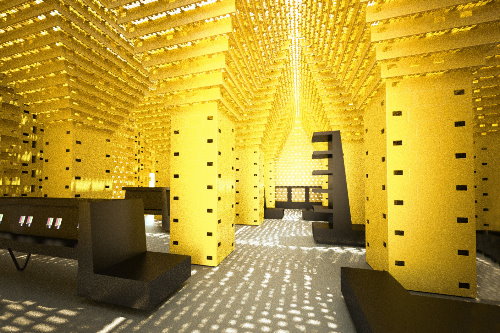 Interior of the Pavilion of Happiness, Atomium, Brussels, Belgium